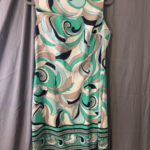 CB casual Mint, Teal & Navy Swirl Print Midi Dress
